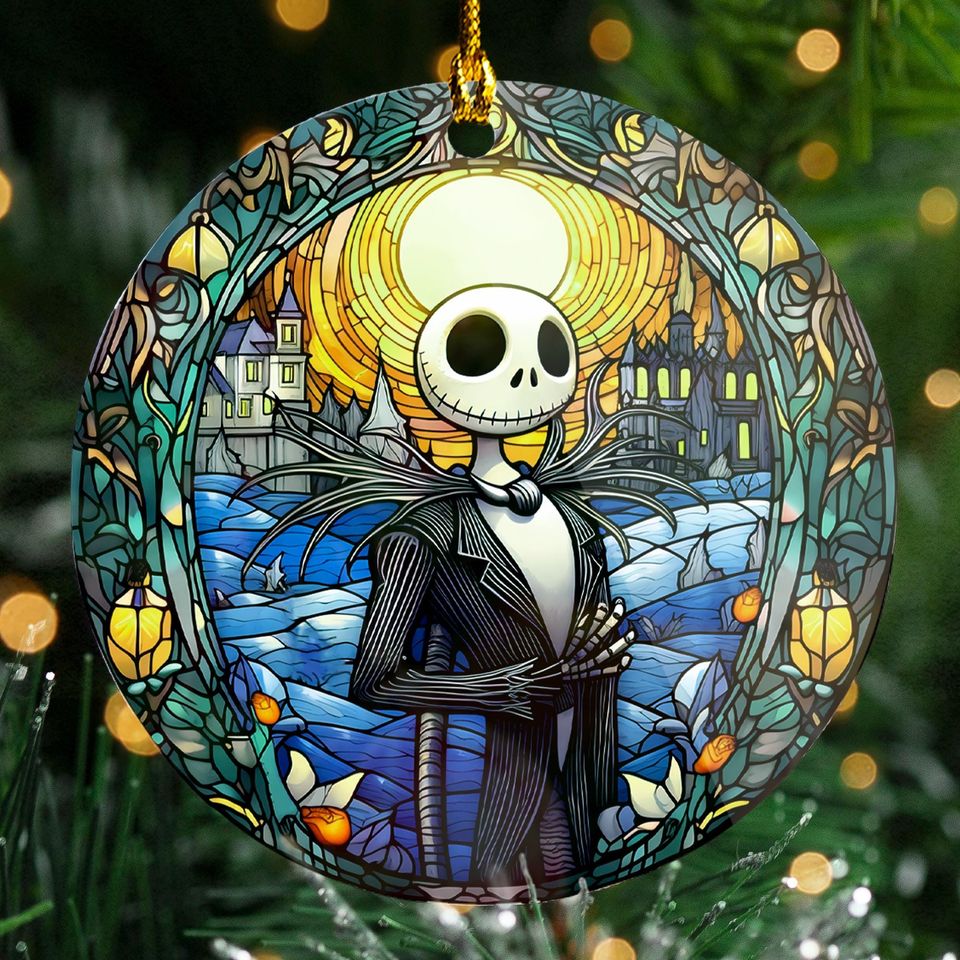 Stained Glass Scary Christmas Ornament, Nightmare 2025 Christmas Tree Decor