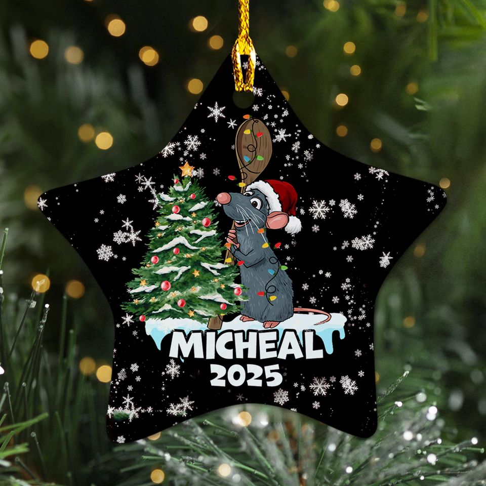 Personalized Ratatouille Remy Rat Chef Christmas Ornament