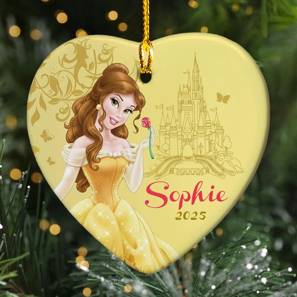 Personalized Belle Princess Christmas Ornament, Beauty And Beast Christmas Tree Decor