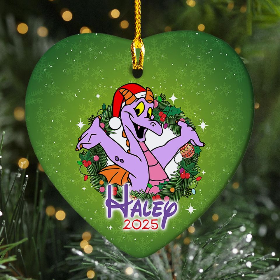 Personalized Figment Purple Dragon Christmas Wreath Ornament