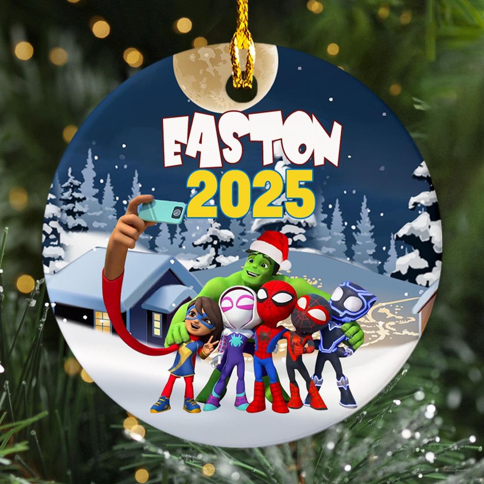 Personalized Ornament Superhero Team In Winter Theme