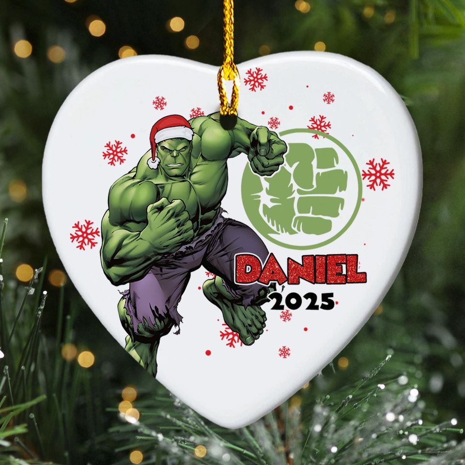 Personalized Hulk Ornament Green Giant, Customized 2025 Christmas Tree Decor