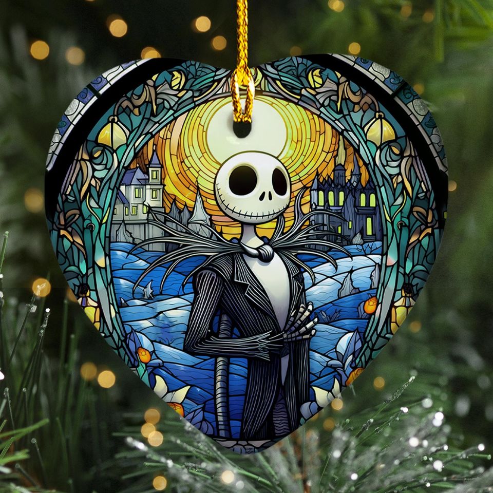 Stained Glass Scary Christmas Ornament, Nightmare 2025 Christmas Tree Decor