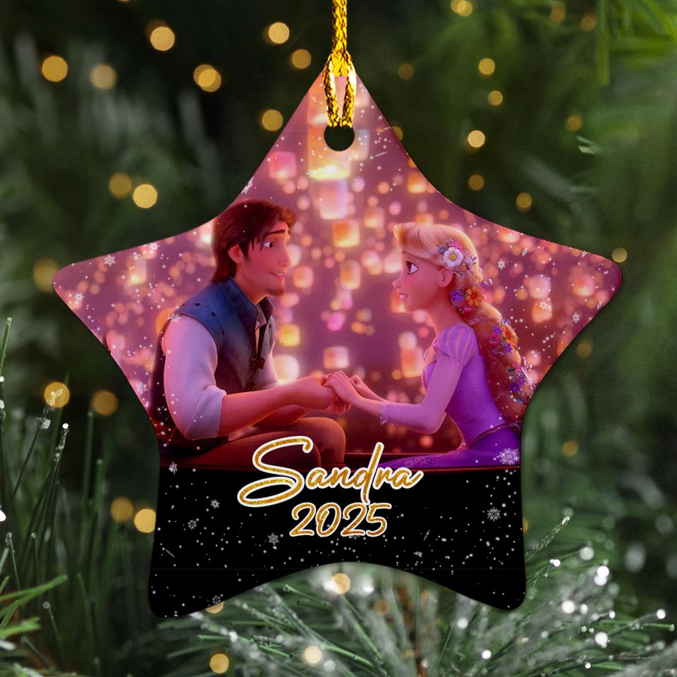 Personalized Tangled Christmas Ornament, Rapunzel Princess 2025 Christmas Tree Decor