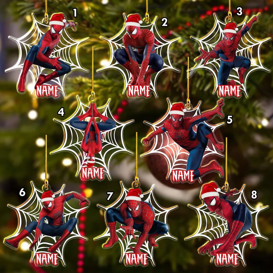 Personalized Spiderman Christmas Ornament, Custom Spidey Ornament Hanging