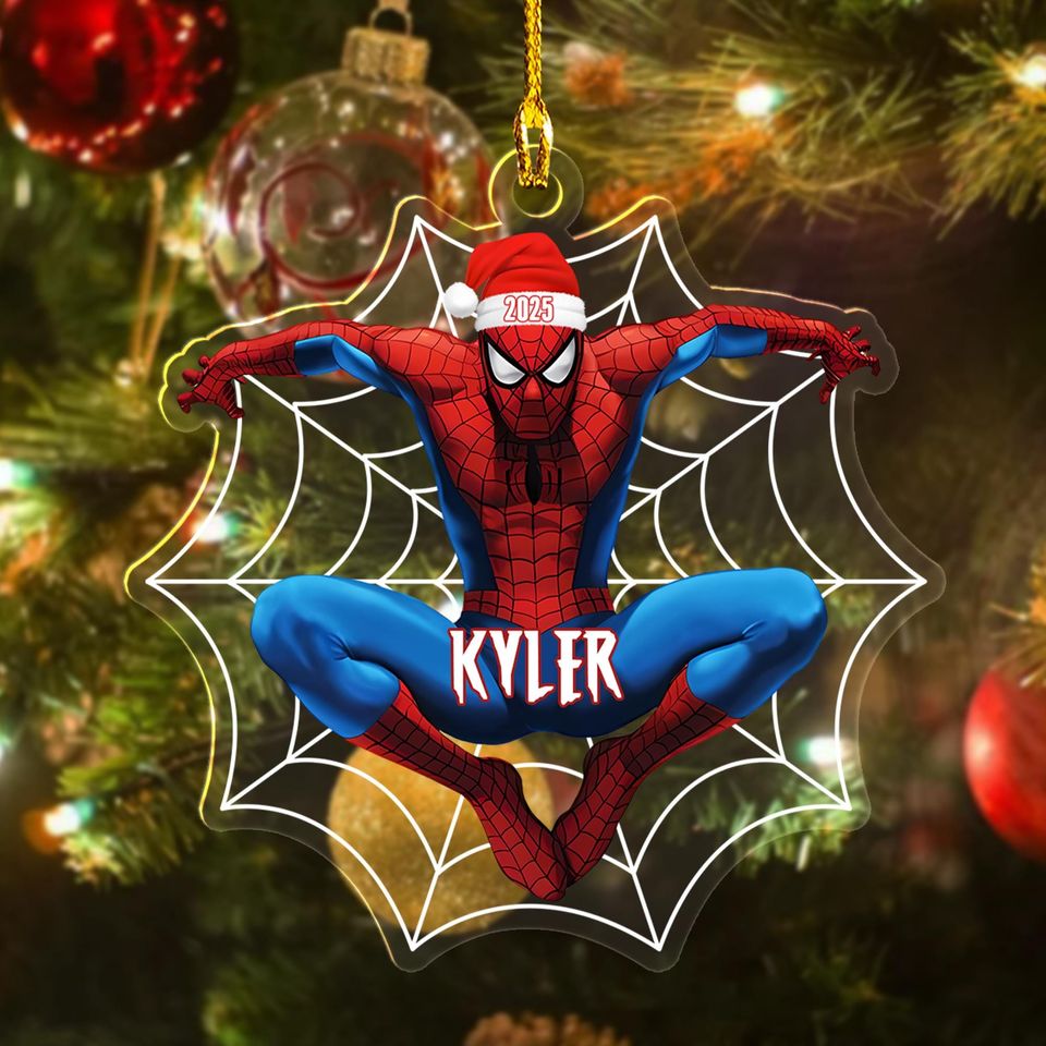 Personalized Spider-Man Christmas Ornament, Superhero Christmas Ornament Tree Decor
