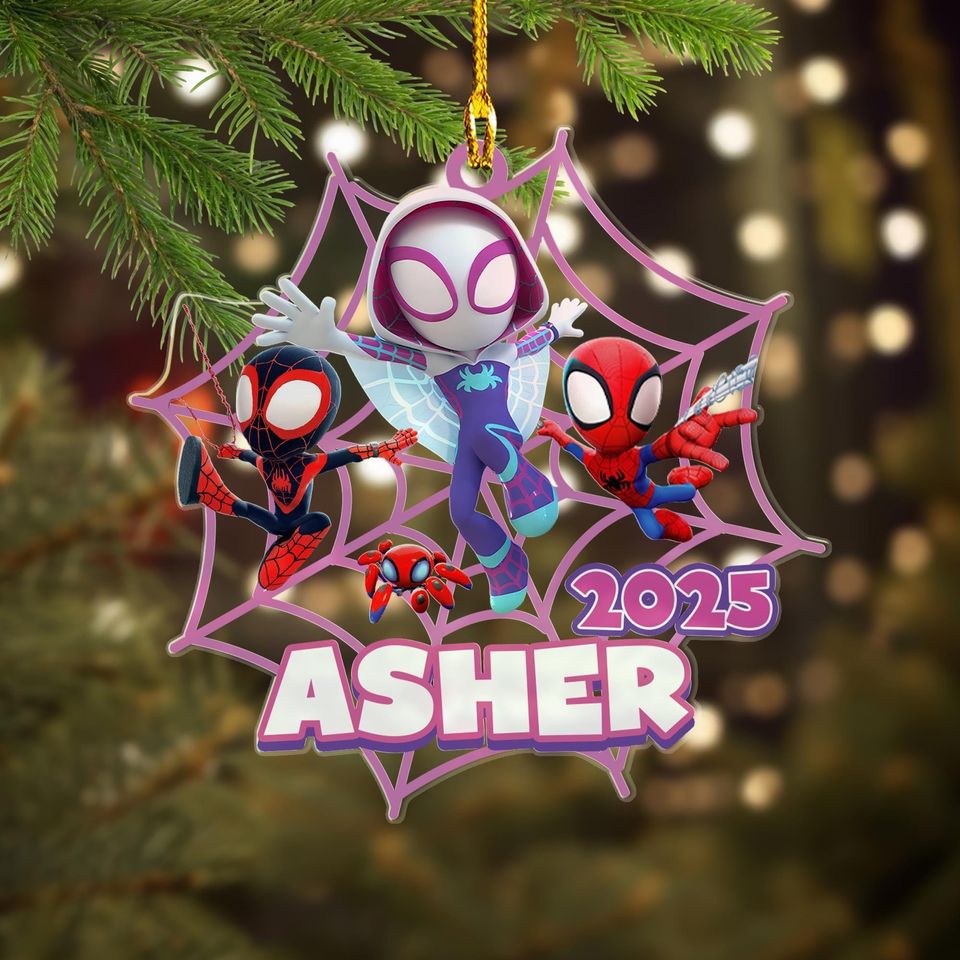Personalized Spider Character Christmas Ornament, Superhero Spider Team Customized 2025