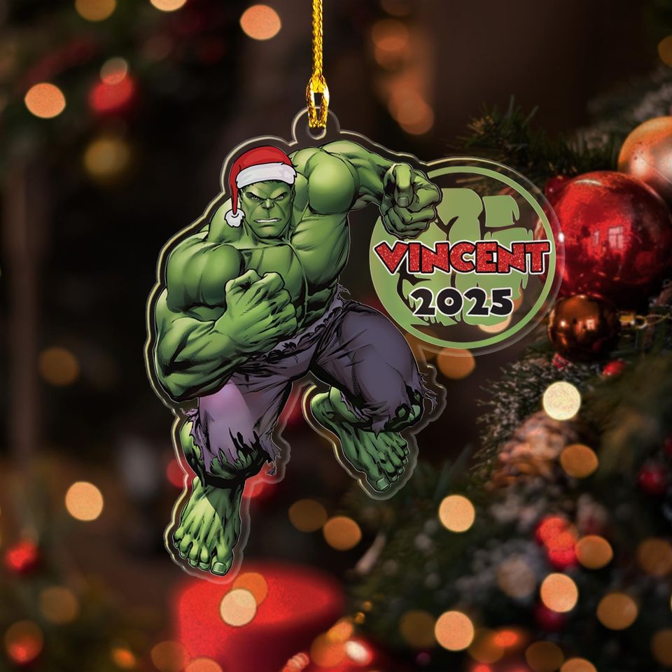 Personalized Hulk Christmas Ornament, Customized Hulk 2025 Christmas Tree Decor