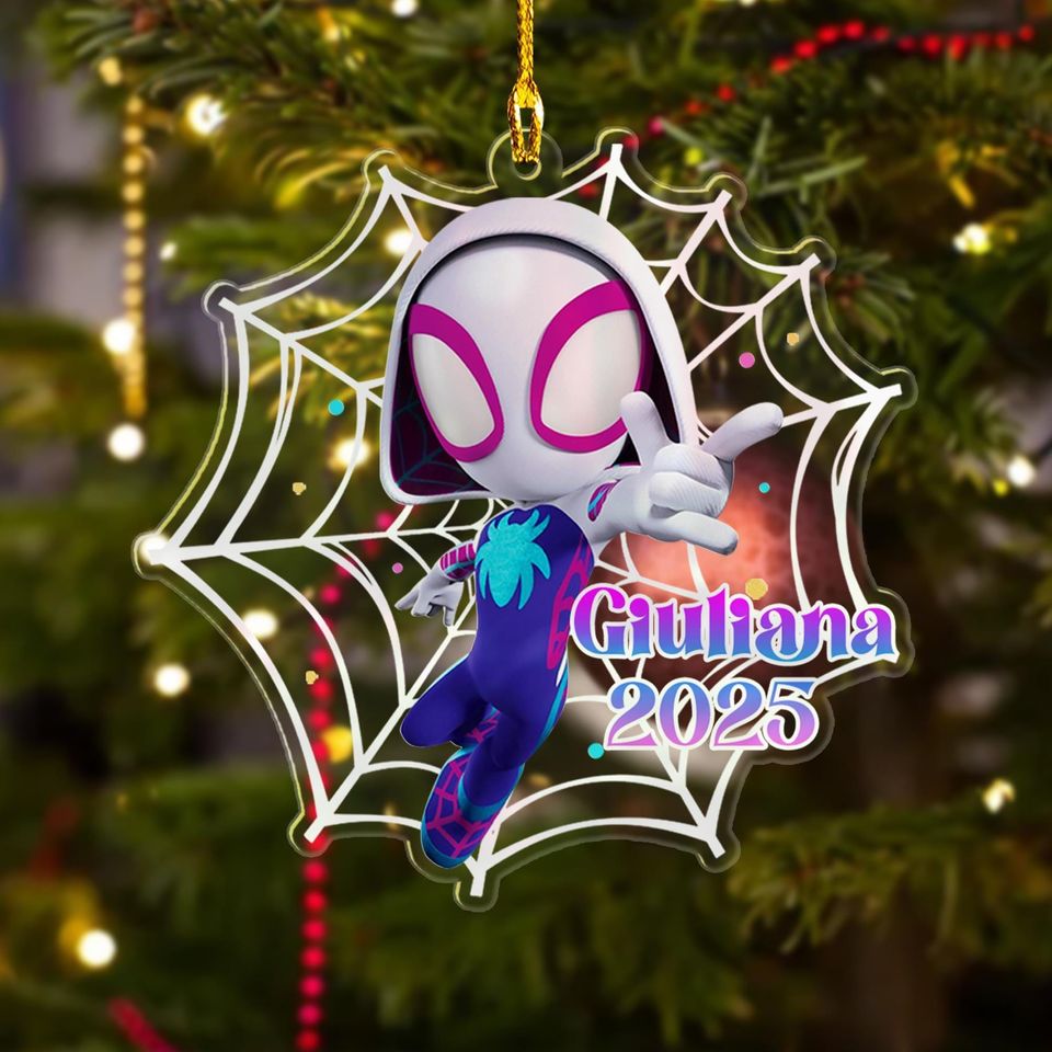 Personalized Ghost Spider Ornament, Spider Hero Character Xmas Ornament Fan Gift