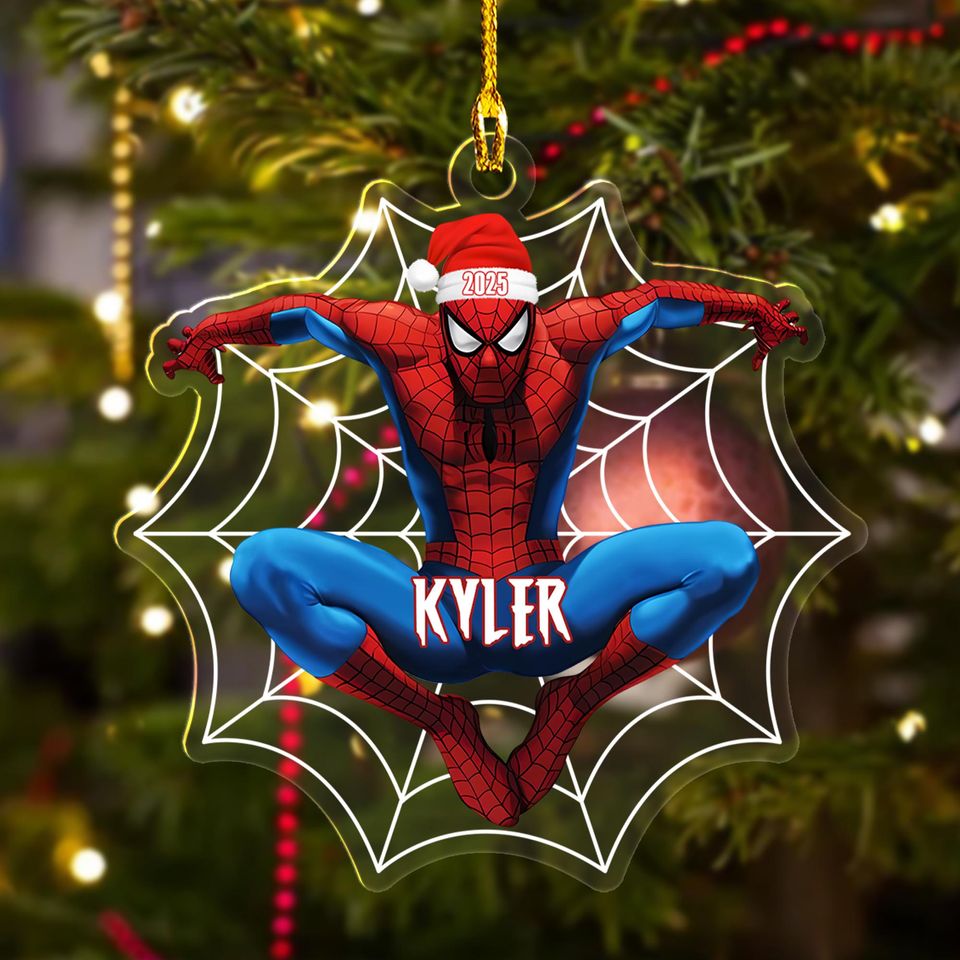 Personalized Spider-Man Christmas Ornament, Superhero Christmas Ornament Tree Decor