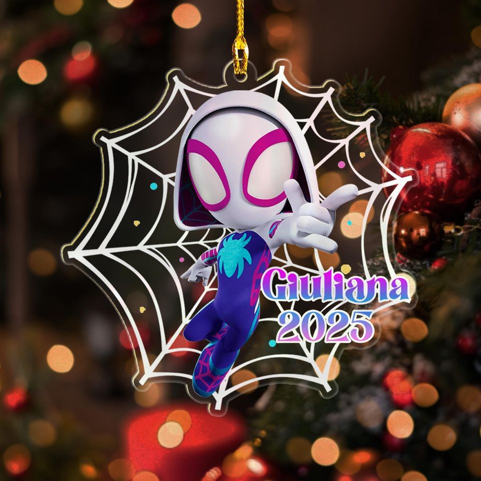 Personalized Ghost Spider Ornament, Spider Hero Character Xmas Ornament Fan Gift