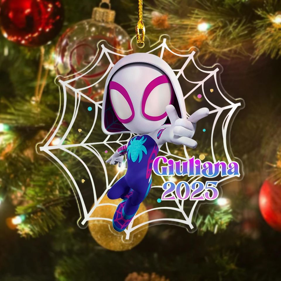 Personalized Ghost Spider Ornament, Spider Hero Character Xmas Ornament Fan Gift