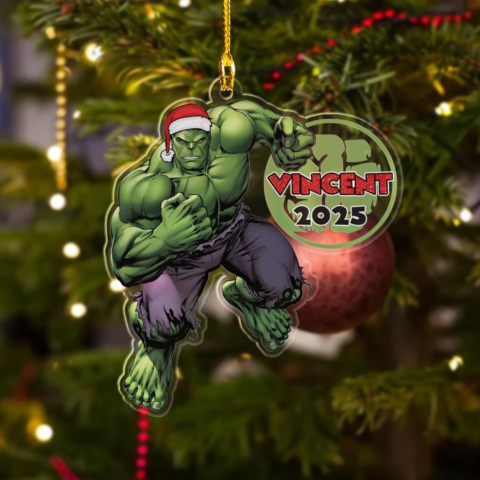Personalized Hulk Christmas Ornament, Customized Hulk 2025 Christmas Tree Decor