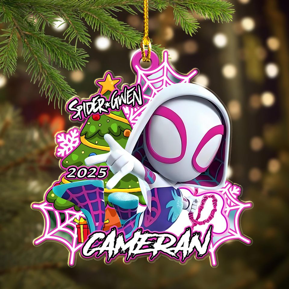 Personalized Spider-Gwen Christmas Ornament, Marvel Spider Xmas Ornament Tree Decor