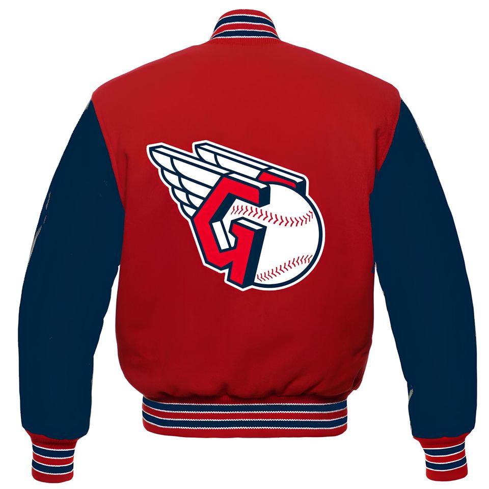 Cleveland Guardians Red Body Navy Blue Sleeves Jacket Team Varsity Jackets