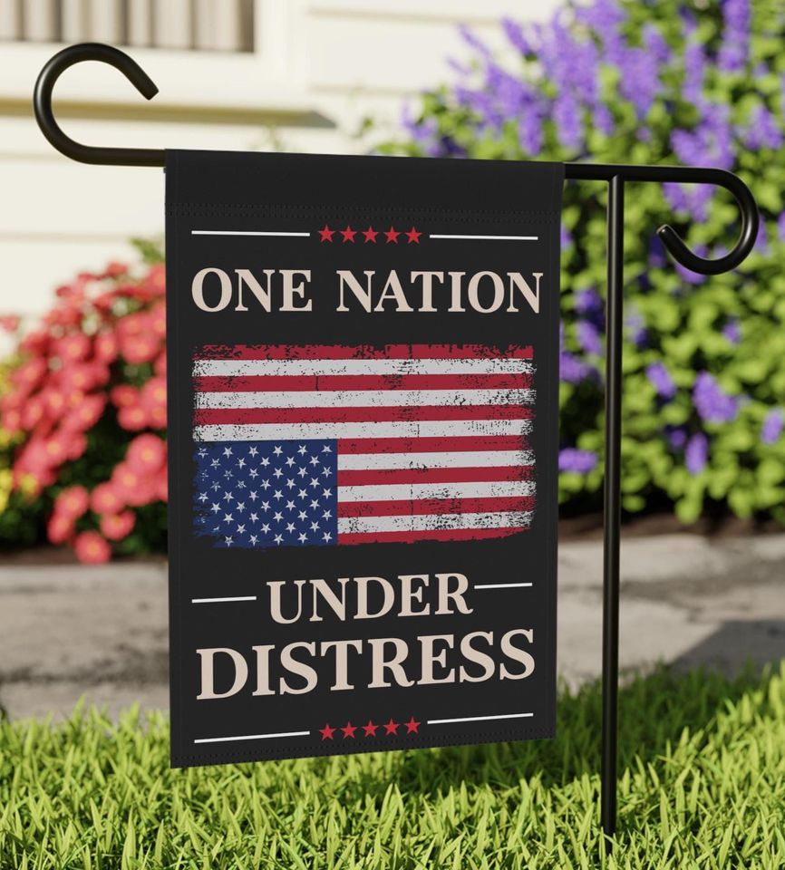 One Nation Under Distress Garden Flag