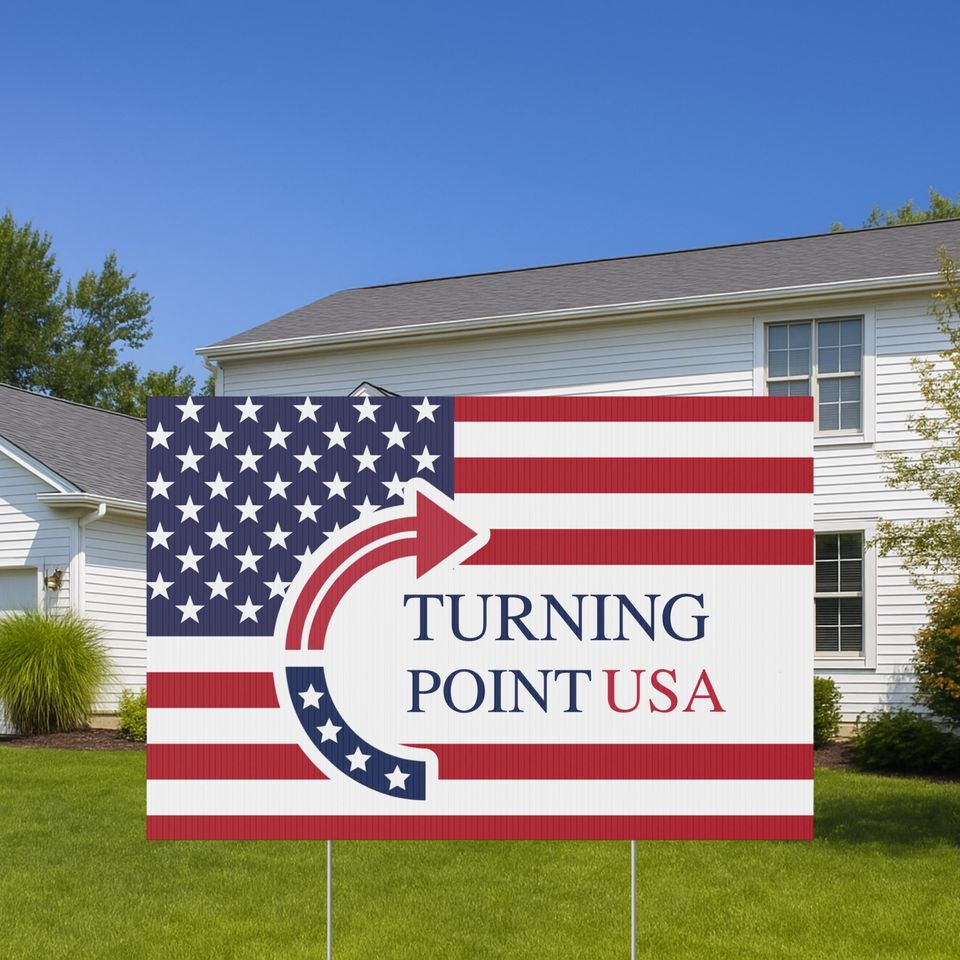 Charlie Kirk American Yard Sign, Turning Point USA Lawn Sign, RIP Charlie Kirk Flag, Pray for Charlie Kirk Flag, Republican Decor Banner