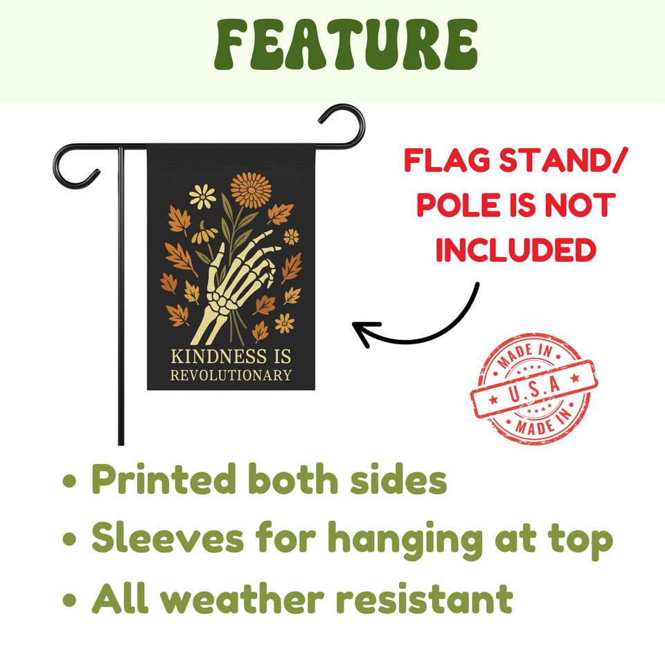 Fall Halloween Garden Flag, Spooky Skeleton Hand with Wildflowers