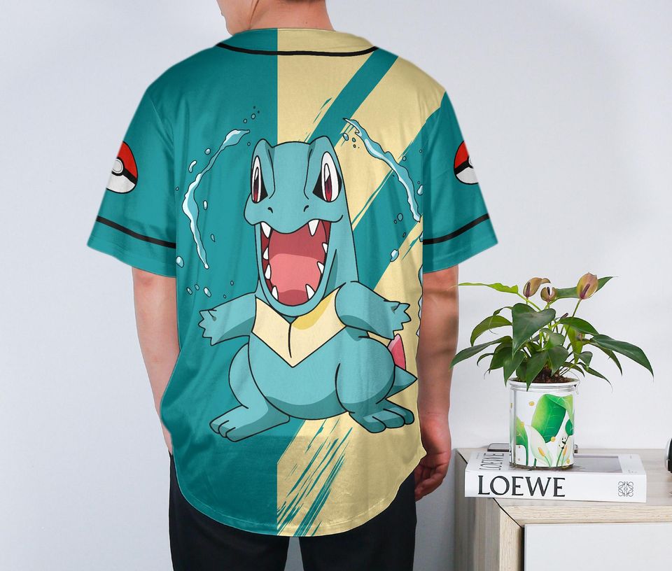 Chompy Baseball Jersey, Funny Shirt, Cute Chompy Button Up Summer Shirt, Anime Baseball Shirt Gift