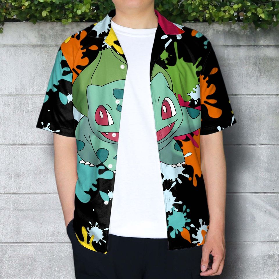 Bulbasaur Hawaiian Shirt Tropical Button Up Shirt Summer Beach Shorts
