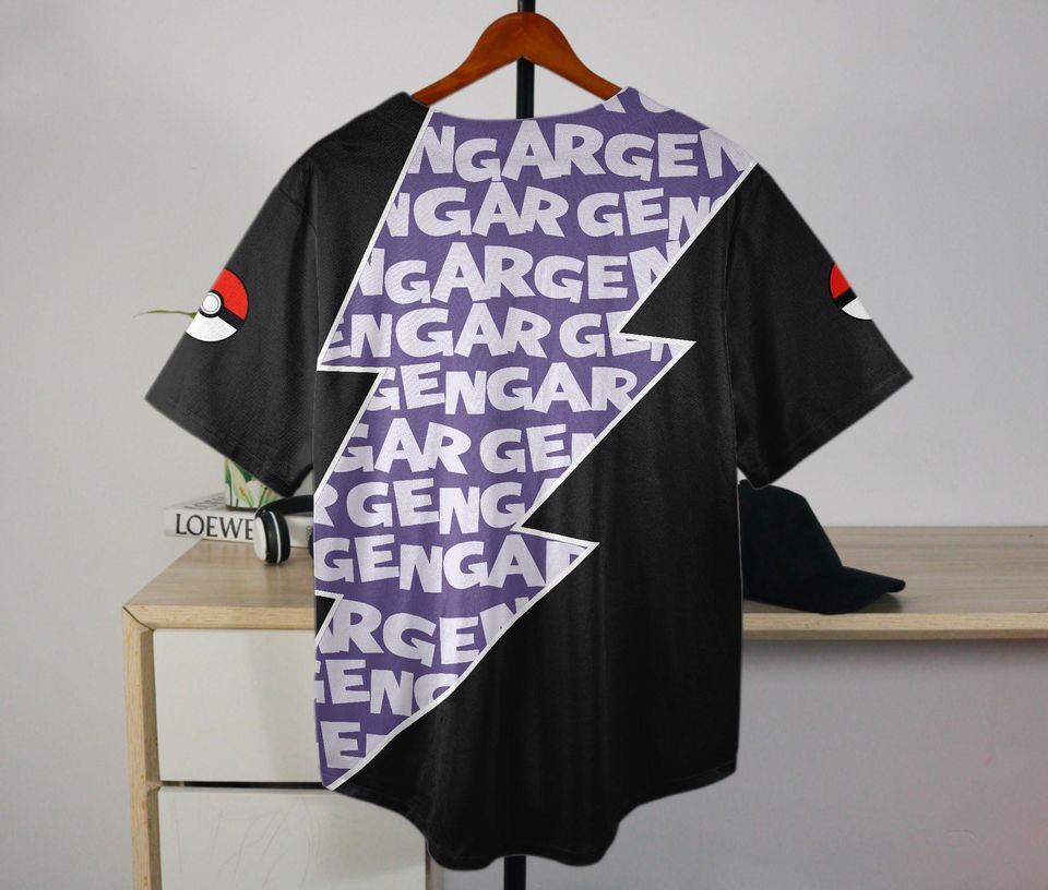 Gengar Baseball Jersey Adult Unisex Button-Up Cute Gengar Gift