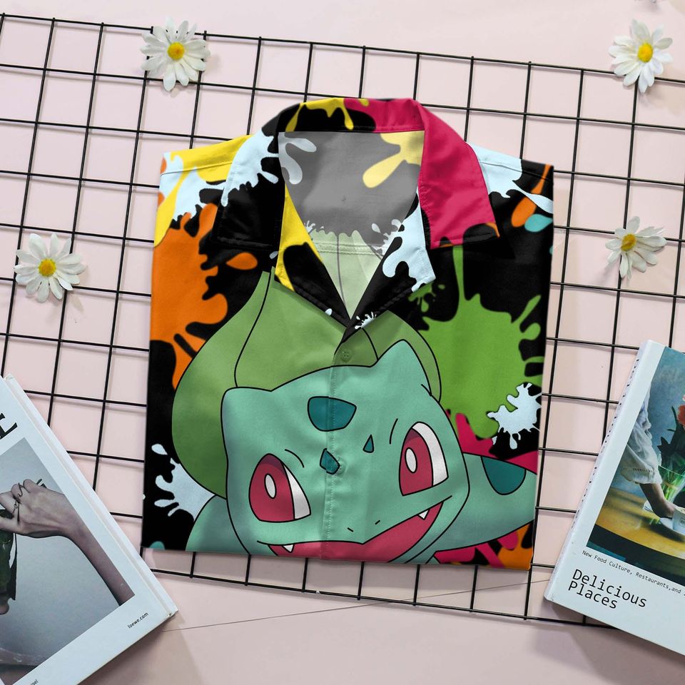 Bulbasaur Hawaiian Shirt Tropical Button Up Shirt Summer Beach Shorts