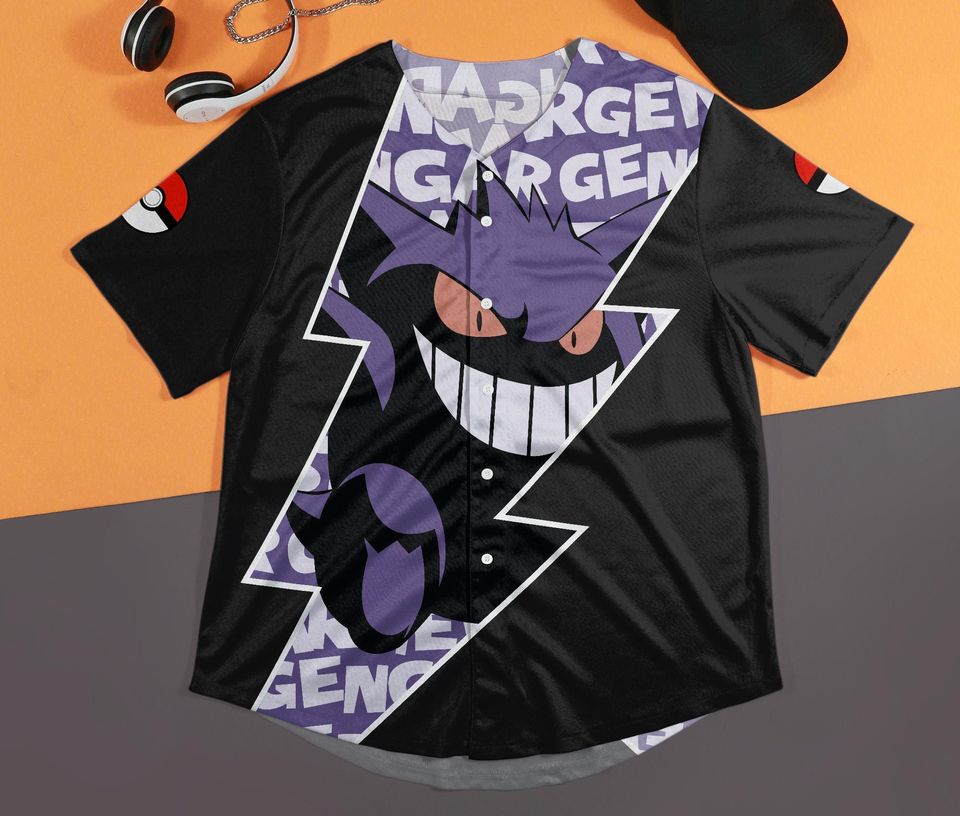 Gengar Baseball Jersey Adult Unisex Button-Up Cute Gengar Gift