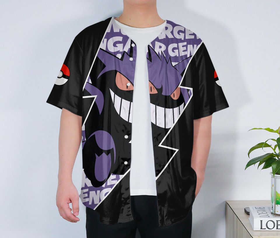 Gengar Baseball Jersey Adult Unisex Button-Up Cute Gengar Gift