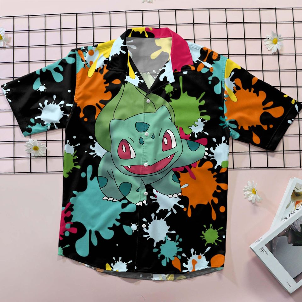 Bulbasaur Hawaiian Shirt Tropical Button Up Shirt Summer Beach Shorts
