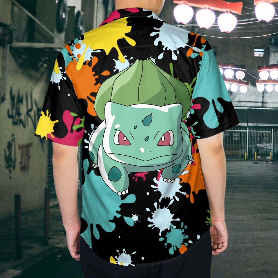Bulbasaur Hawaiian Shirt Tropical Button Up Shirt Summer Beach Shorts
