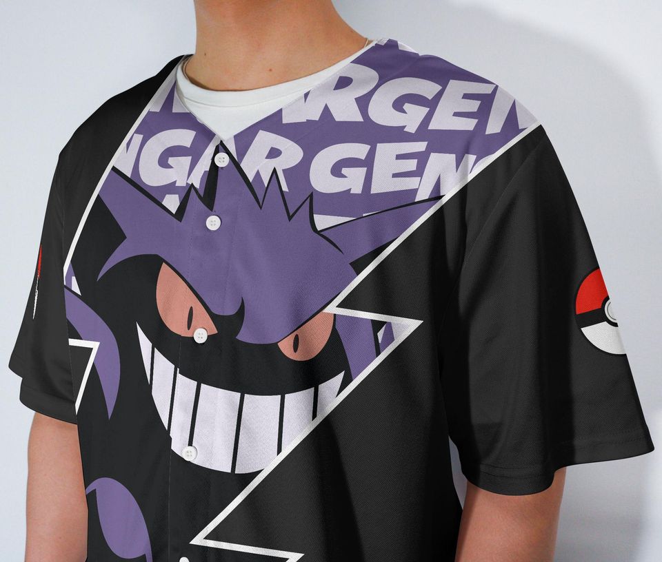 Gengar Baseball Jersey Adult Unisex Button-Up Cute Gengar Gift