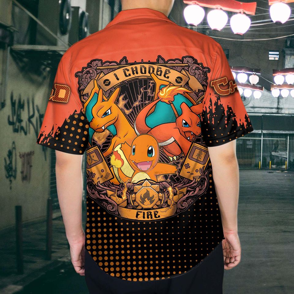 Charizard Hawaiian Shirt and Shorts Set, Fire Style Summer Outfit, Charmander Summer Clothing