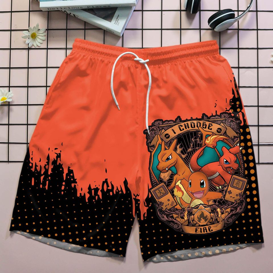 Charizard Hawaiian Shirt and Shorts Set, Fire Style Summer Outfit, Charmander Summer Clothing