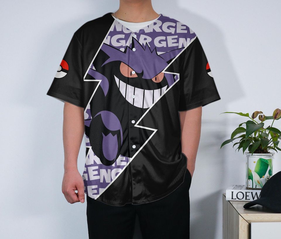 Gengar Baseball Jersey Adult Unisex Button-Up Cute Gengar Gift