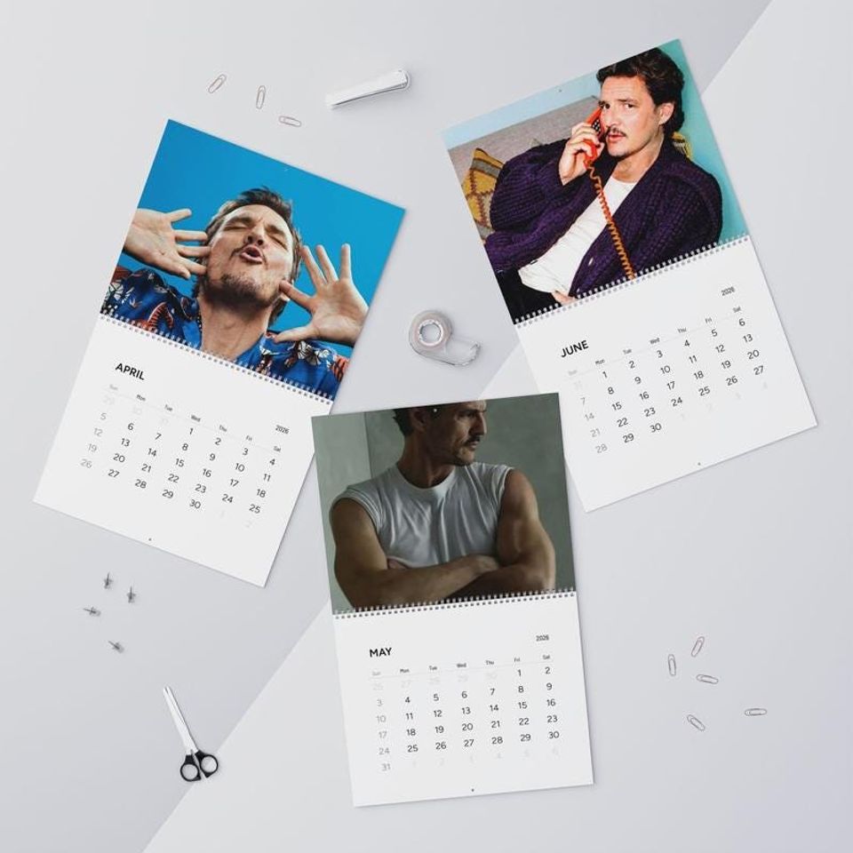 Pedro Pascal 2026 Calendar, Celebrity Crush Monthly Planner, Funny Wall Calendar Gift for Fans, Pop Culture Home Decor, Holiday Gift Idea