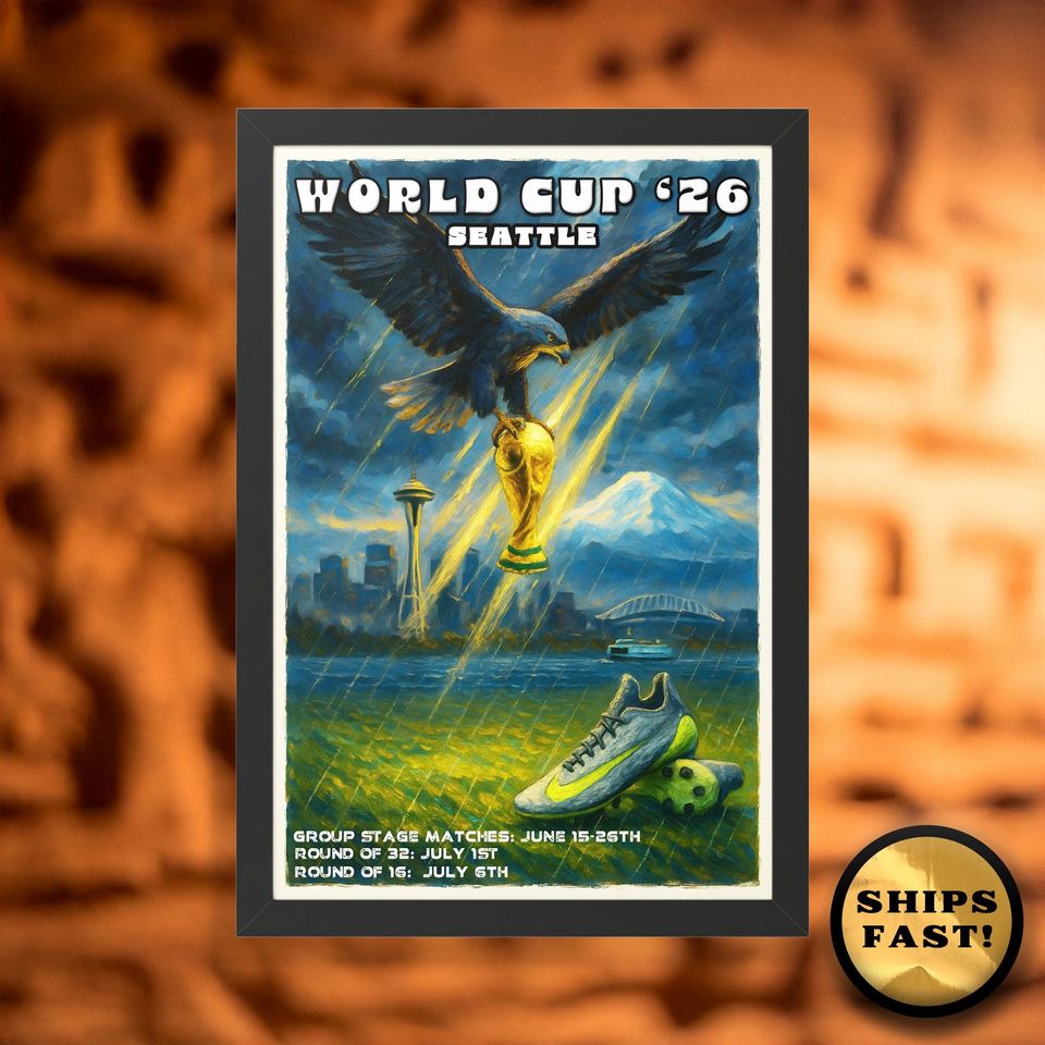 Seattle World Cup Framed Print: 2026 Soccer Skyline Art