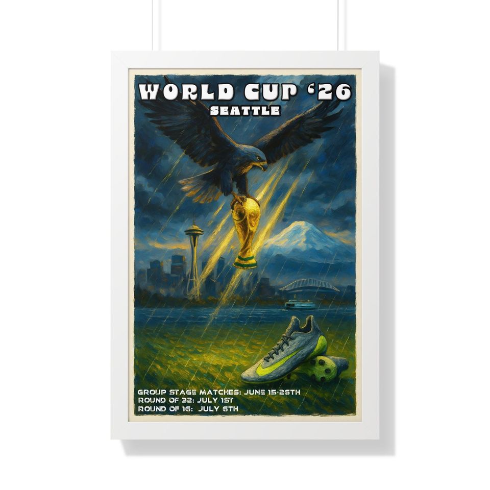 Seattle World Cup Framed Print: 2026 Soccer Skyline Art