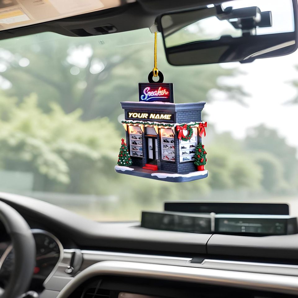 Personalized Sneaker Store Christmas Ornament, Custom Name, Flat 2D