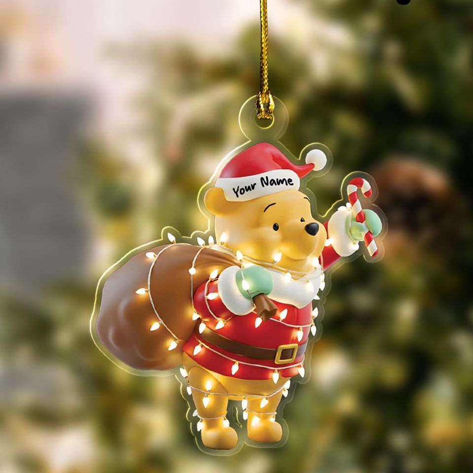 Personalized Winnie The Pooh Christmas Ornament, 2D Acrylic Flat