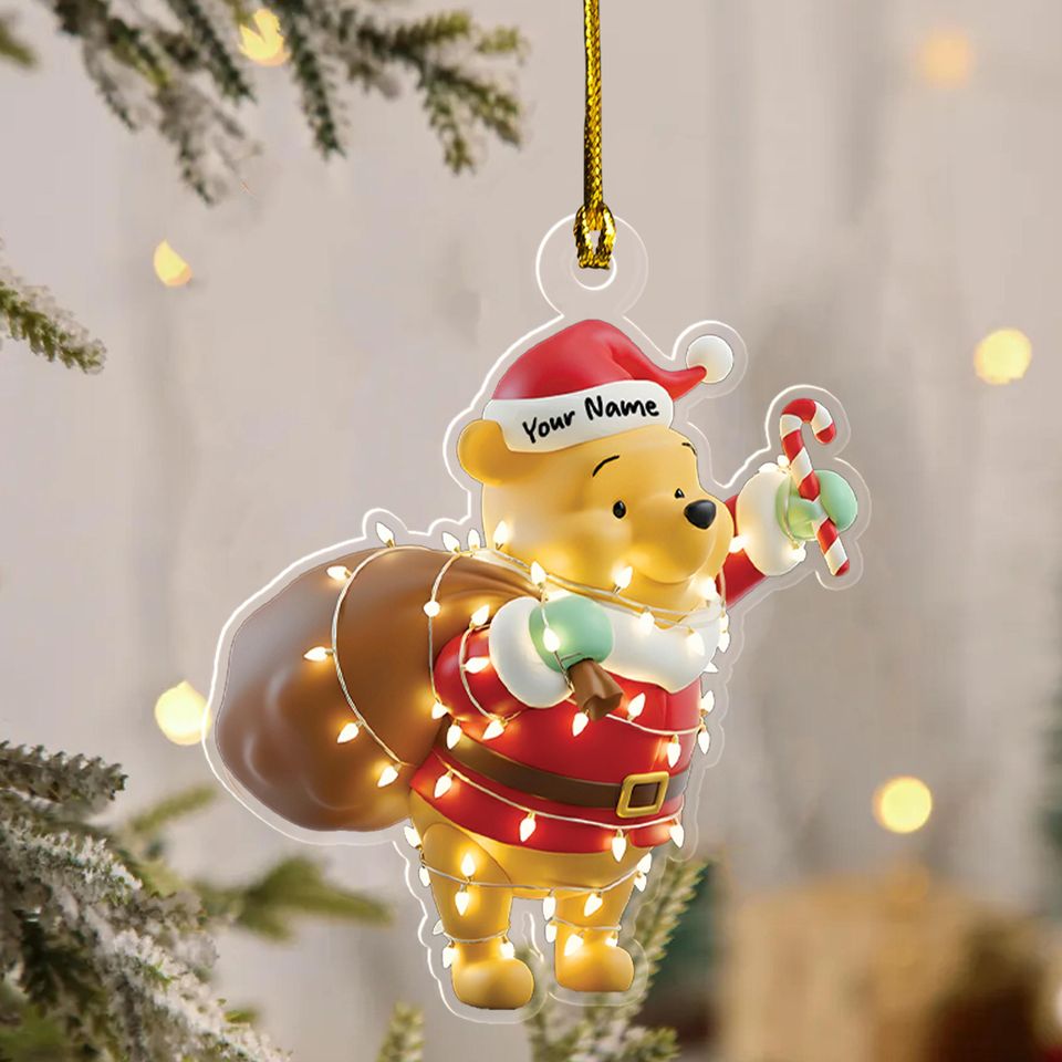 Personalized Winnie The Pooh Christmas Ornament, 2D Acrylic Flat