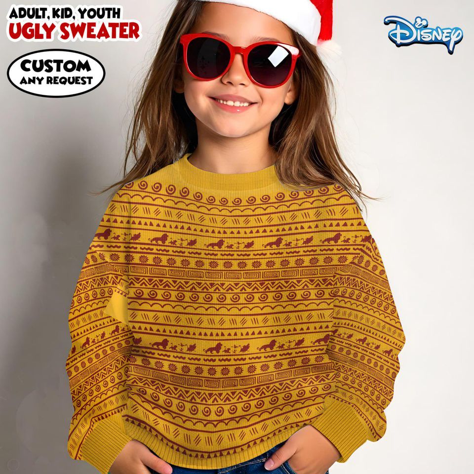 Lion King Ugly Sweater, Xmas Holiday Sweatshirt, Christmas Gift for Men Women Kid