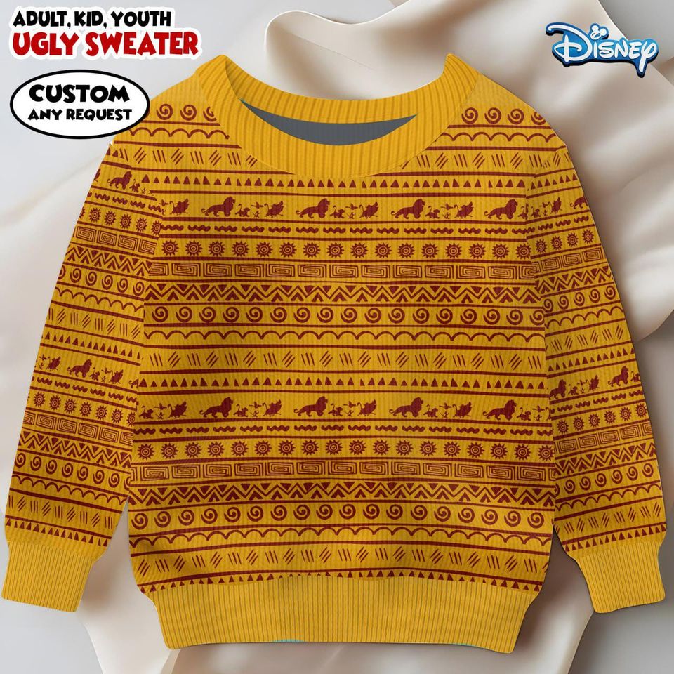Lion King Ugly Sweater, Xmas Holiday Sweatshirt, Christmas Gift for Men Women Kid