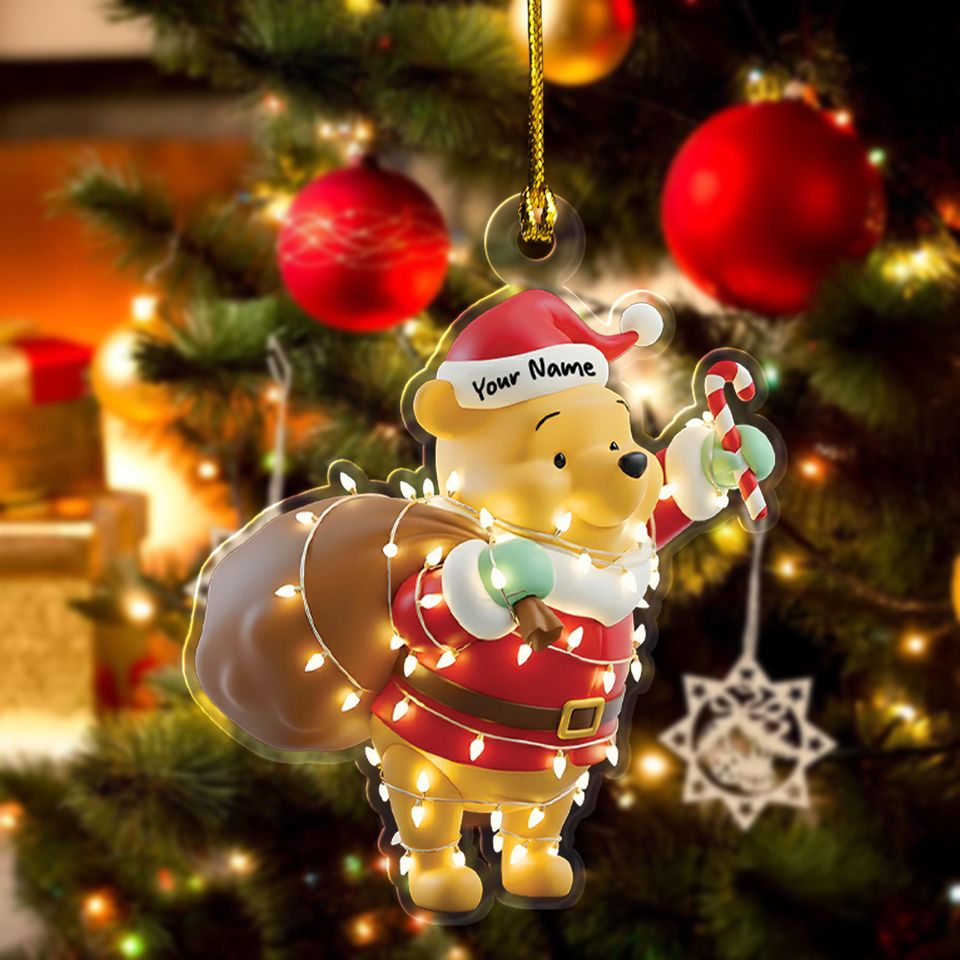 Personalized Winnie The Pooh Christmas Ornament, 2D Acrylic Flat