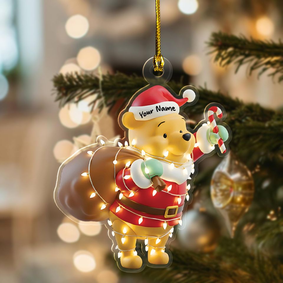 Personalized Winnie The Pooh Christmas Ornament, 2D Acrylic Flat