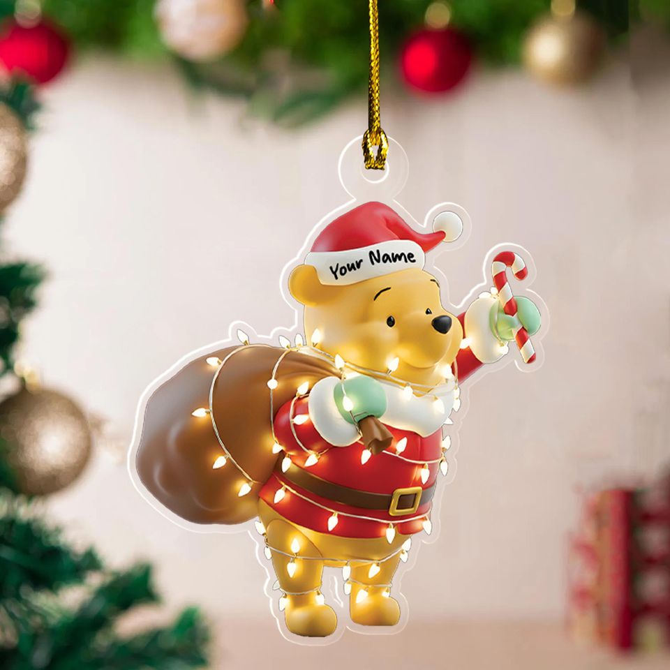 Personalized Winnie The Pooh Christmas Ornament, 2D Acrylic Flat