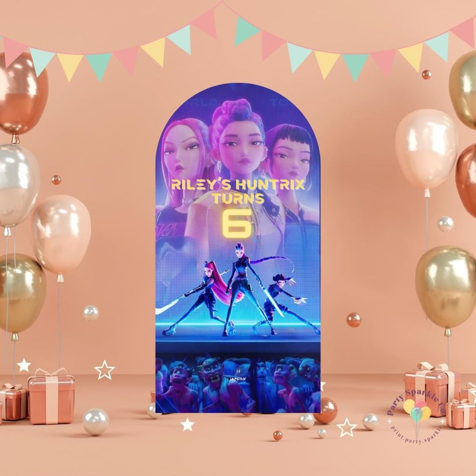 Huntrix Birthday Arch Backdrop |  Kpop Demon Hunter Party Decoration
