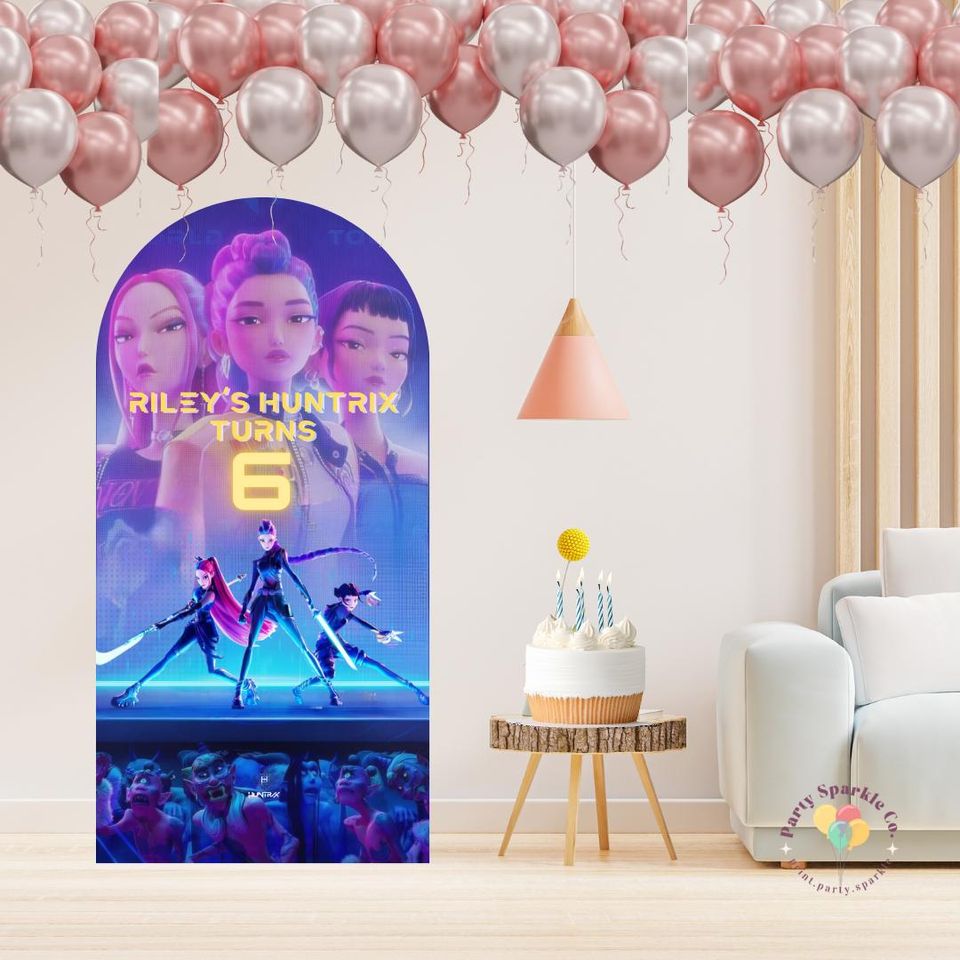 Huntrix Birthday Arch Backdrop |  Kpop Demon Hunter Party Decoration
