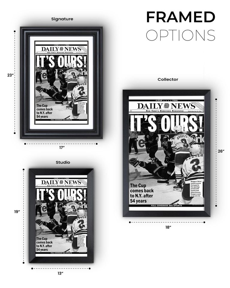 1994 New York Rangers ITS OURS! Special Edition Front Page UNFRAMED Poster