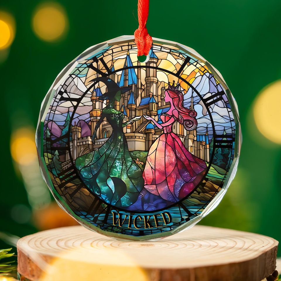 Wicked Musical Glass Ornament, Elphaba & Glinda, Witches of Oz