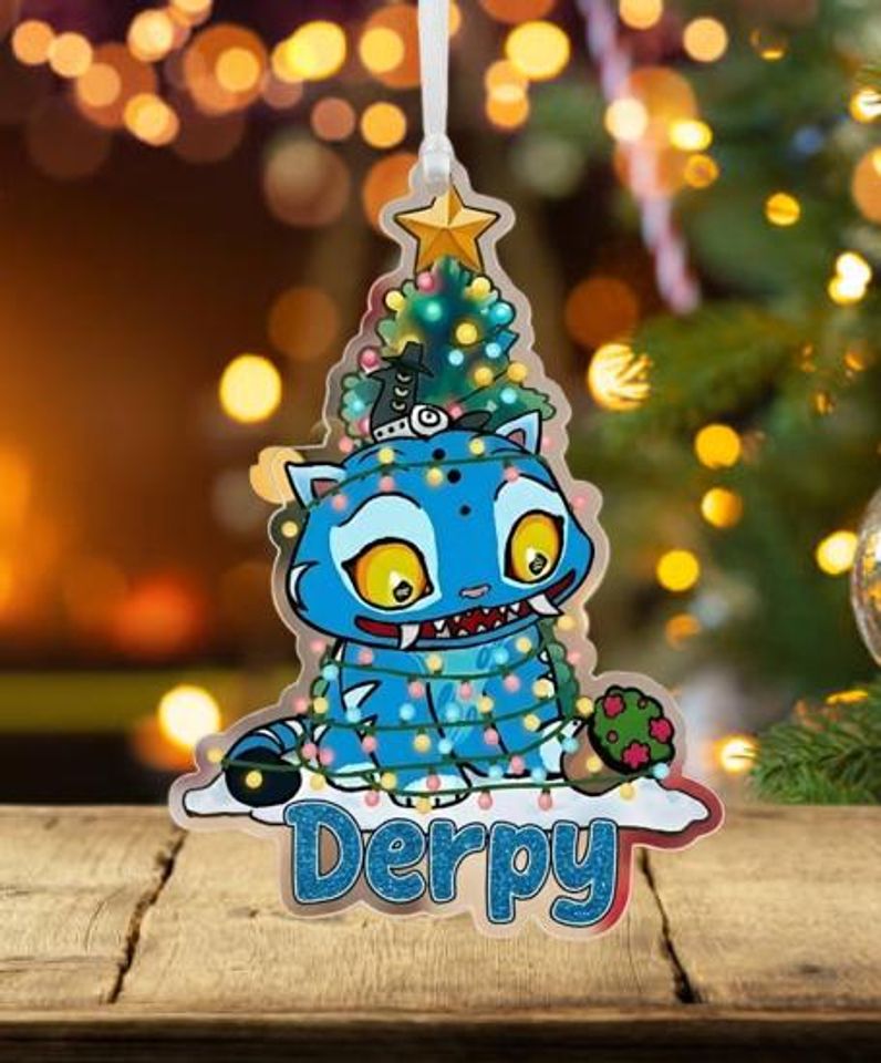 Derpy Blue Tiger Ornament, Derpy Tiger Ornament, K-Pop Huntrix Demon Hunter